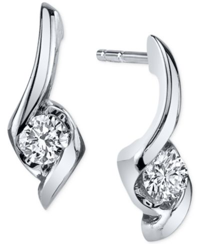Sirena Серьги Diamond Twist Drop (1/5 ct. t.w.) 14k White Gold