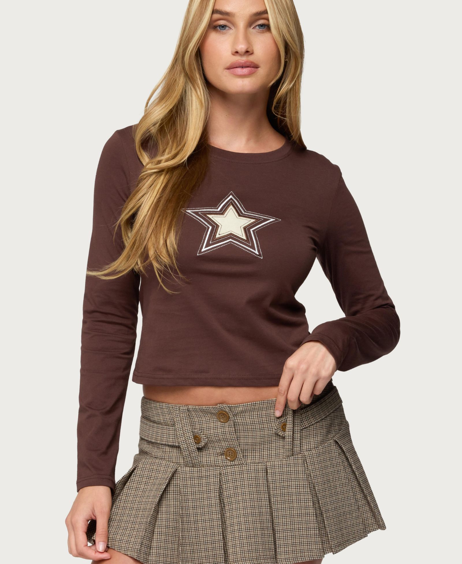 Женская футболка с длинным рукавом Edikted Starlett