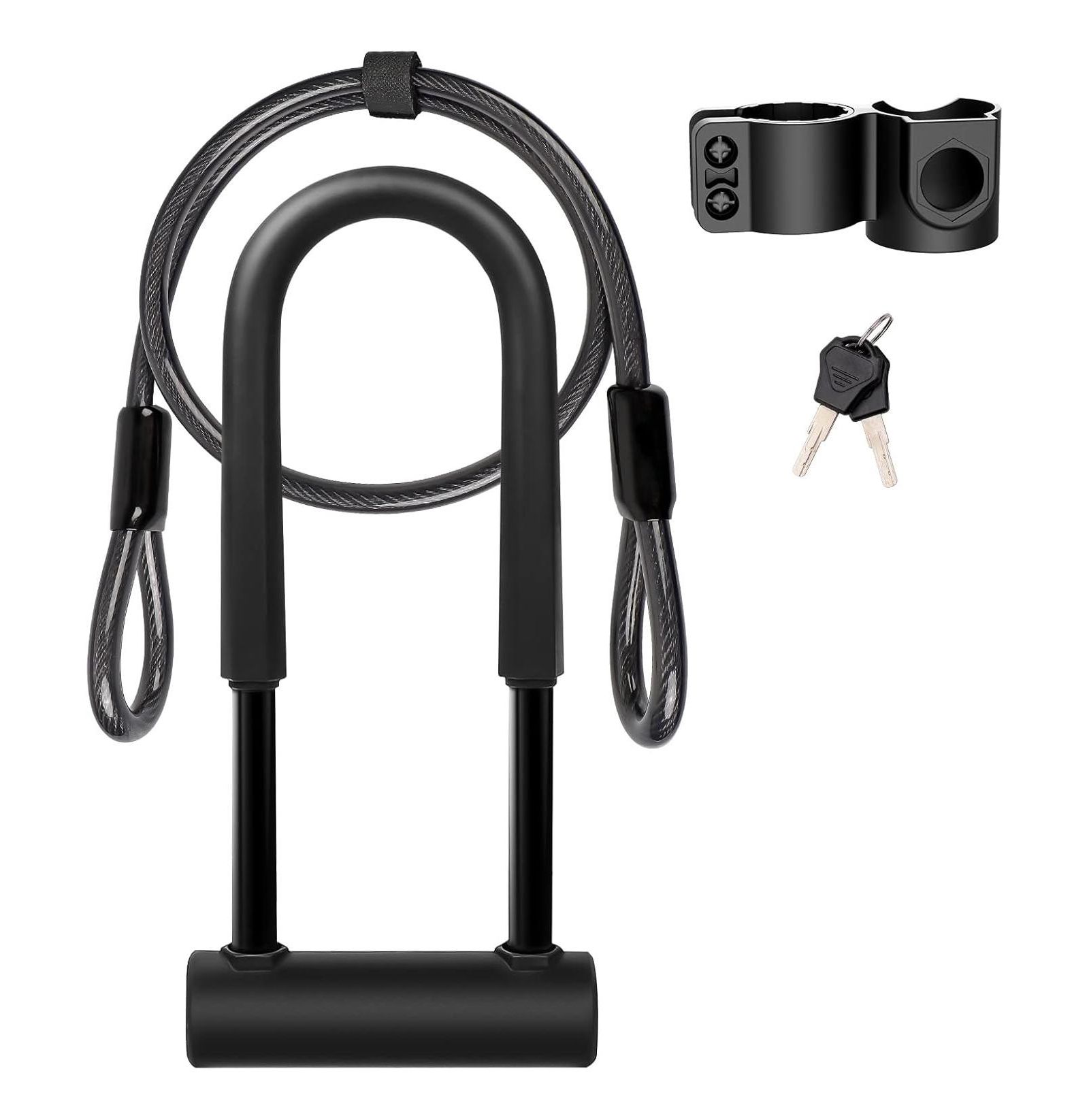 U-образный замок для велосипеда BATFOX Heavy Duty с 16mm дужкой и защитным кабелем 4ft/6ft