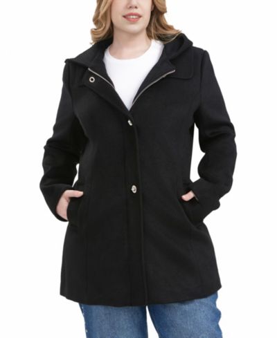 BGSD Plus Size Hooded Wool Blend Coat