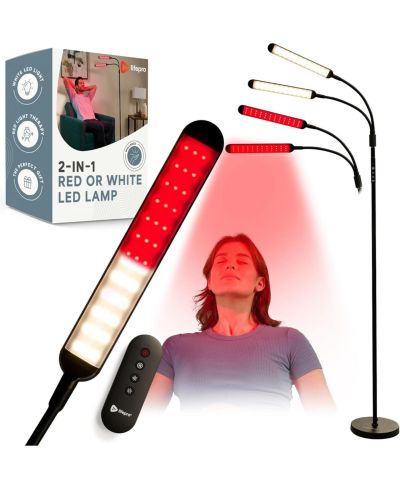 Lifepro Near Infrared & Red Light Therapy Lamp - 216 LEDs, Dual Head 660nm & 850nm, Adjustable for Skin Health, Pain Relief & Circulation at Home