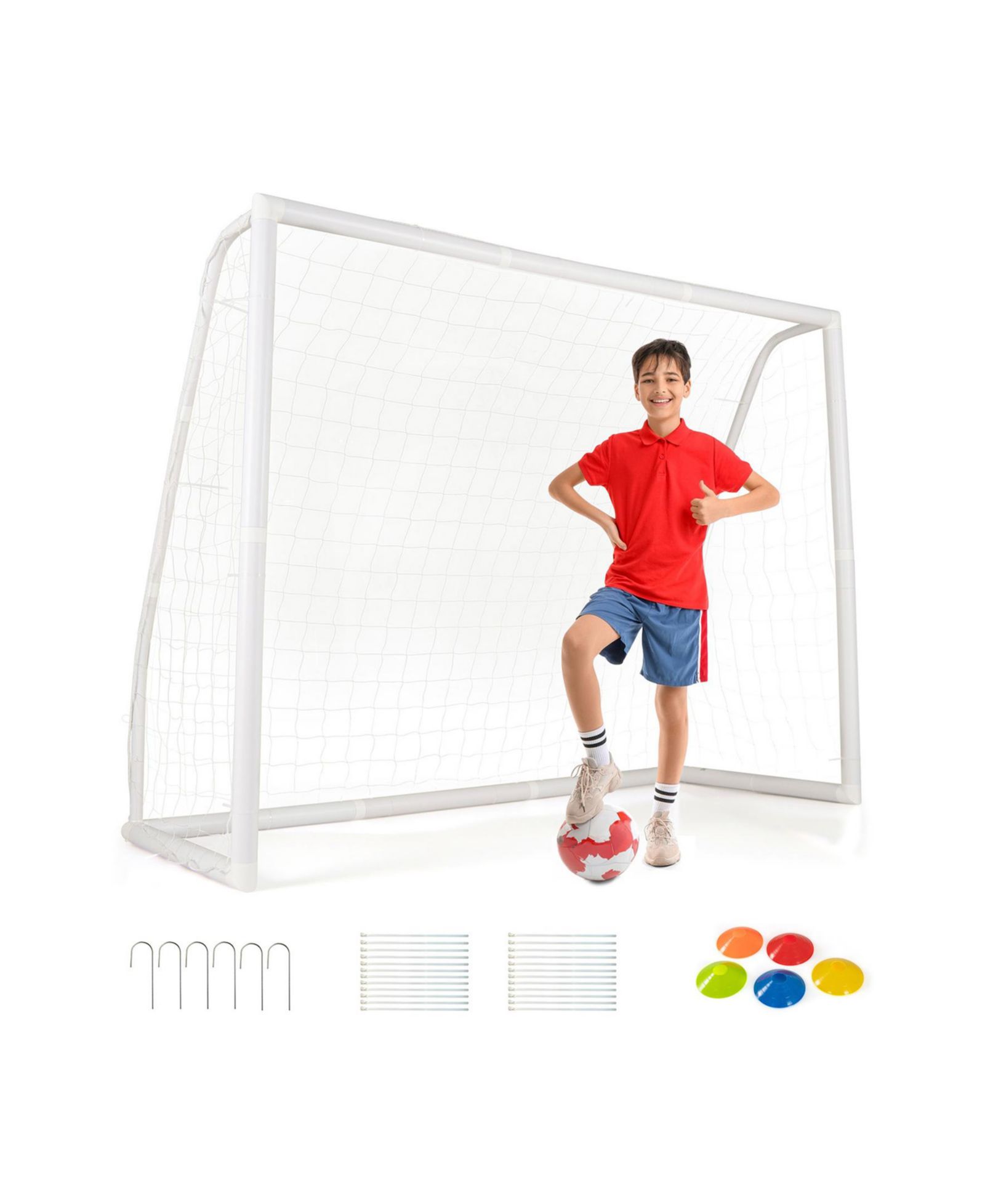 SUGIFT Outdoor Recreation & Sports Gear 8' x 6' Soccer Goal with Ground Stakes and Soccer Cones