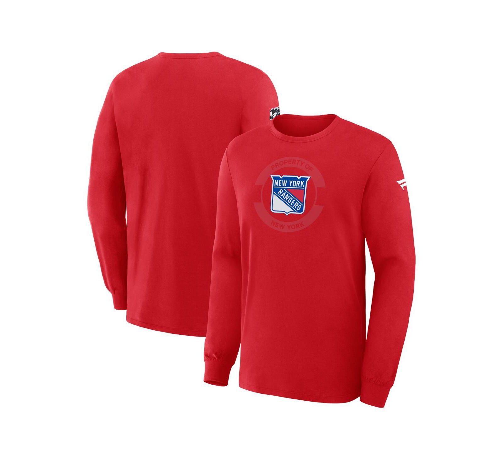 Мужская футболка Fanatics New York Rangers Authentic Pro Property Of Practice Long Sleeve Red