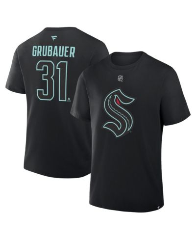 Мужская футболка Fanatics Philipp Grubauer Black Seattle Kraken Authentic Stack Name & Number