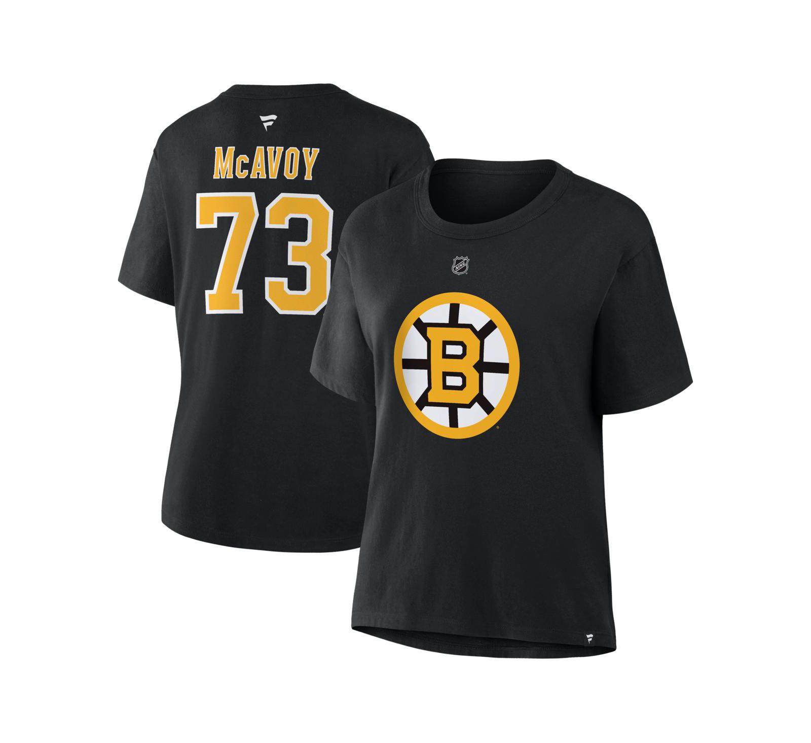 Fanatics Women's Charlie McAvoy Black Boston Bruins Authentic Stack Name & Number T-Shirt