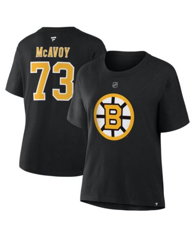 Fanatics Women's Charlie McAvoy Black Boston Bruins Authentic Stack Name & Number T-Shirt