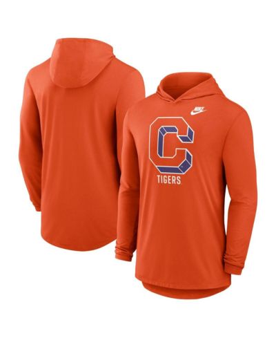 Nike Мужская футболка-худи Clemson Tigers Legacy Tri-Blend Dri-FIT с длинным рукавом, оранжевая