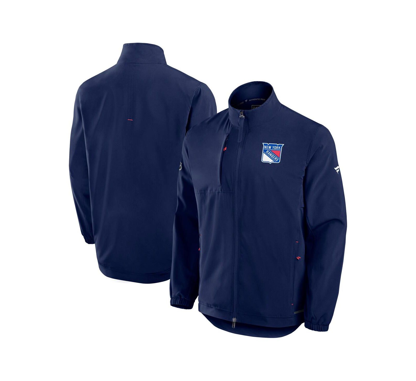 Fanatics Men's Navy New York Rangers Authentic Pro Rink Full-Zip Coaches Jacket
