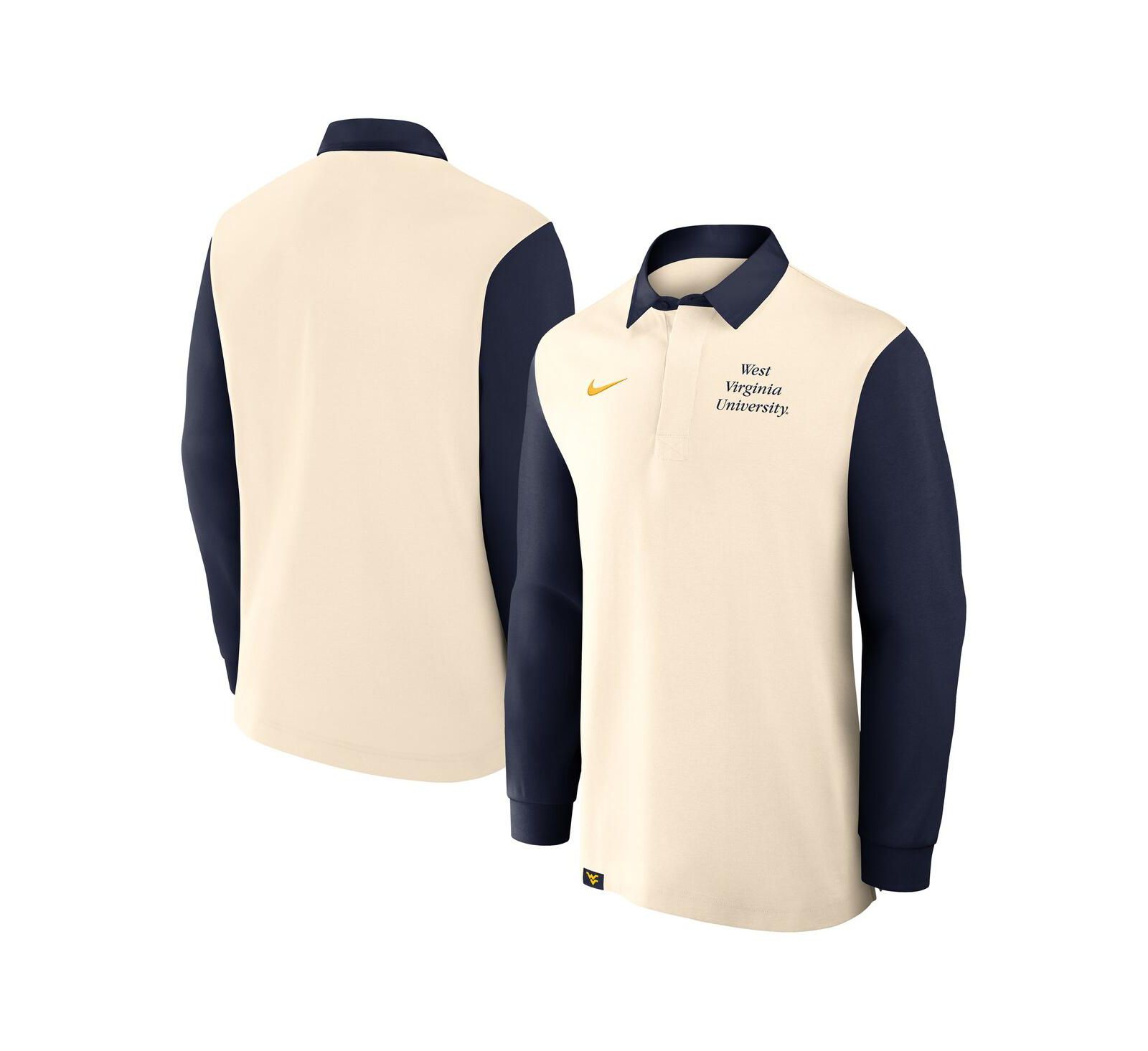 Nike Мужская рубашка West Virginia Mountaineers Rugby Long Sleeve Cream/Navy