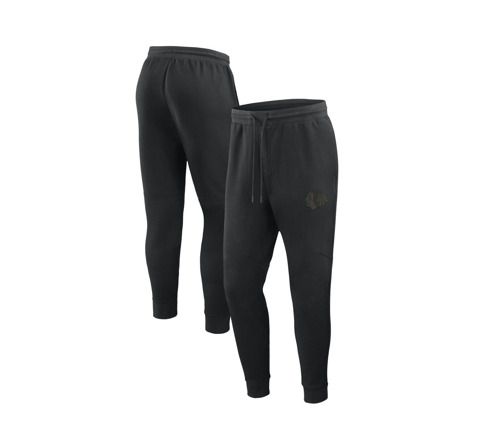 Fanatics Men's Black Chicago Blackhawks Authentic Pro Road Tri-Blend Joggers