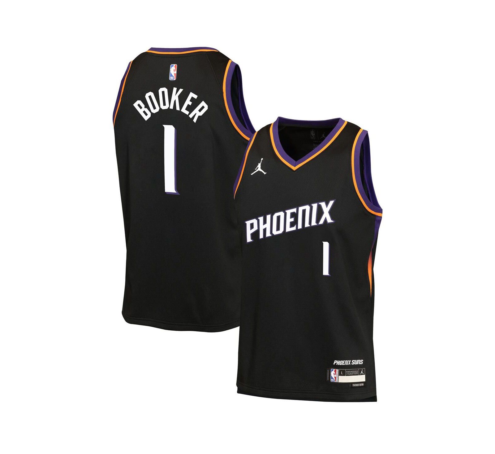 Джерси Jordan Big Boys and Girls Devin Booker Black Phoenix Suns Swingman