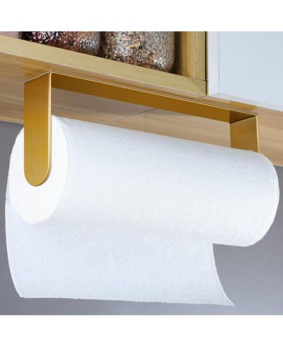 YIGII Adhesive Stainless Steel Under-Cabinet Paper Towel Holder with Single-Hand Operation