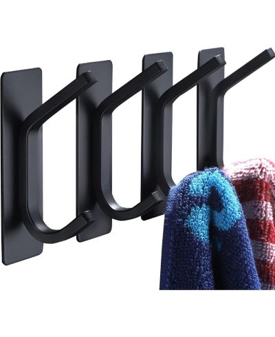 YIGII Towel Hook/Adhesive Hooks - 4-Pack, Stainless Steel Wall Hooks Stick for Bathroom and Kitchen Heavy Duty Hooks