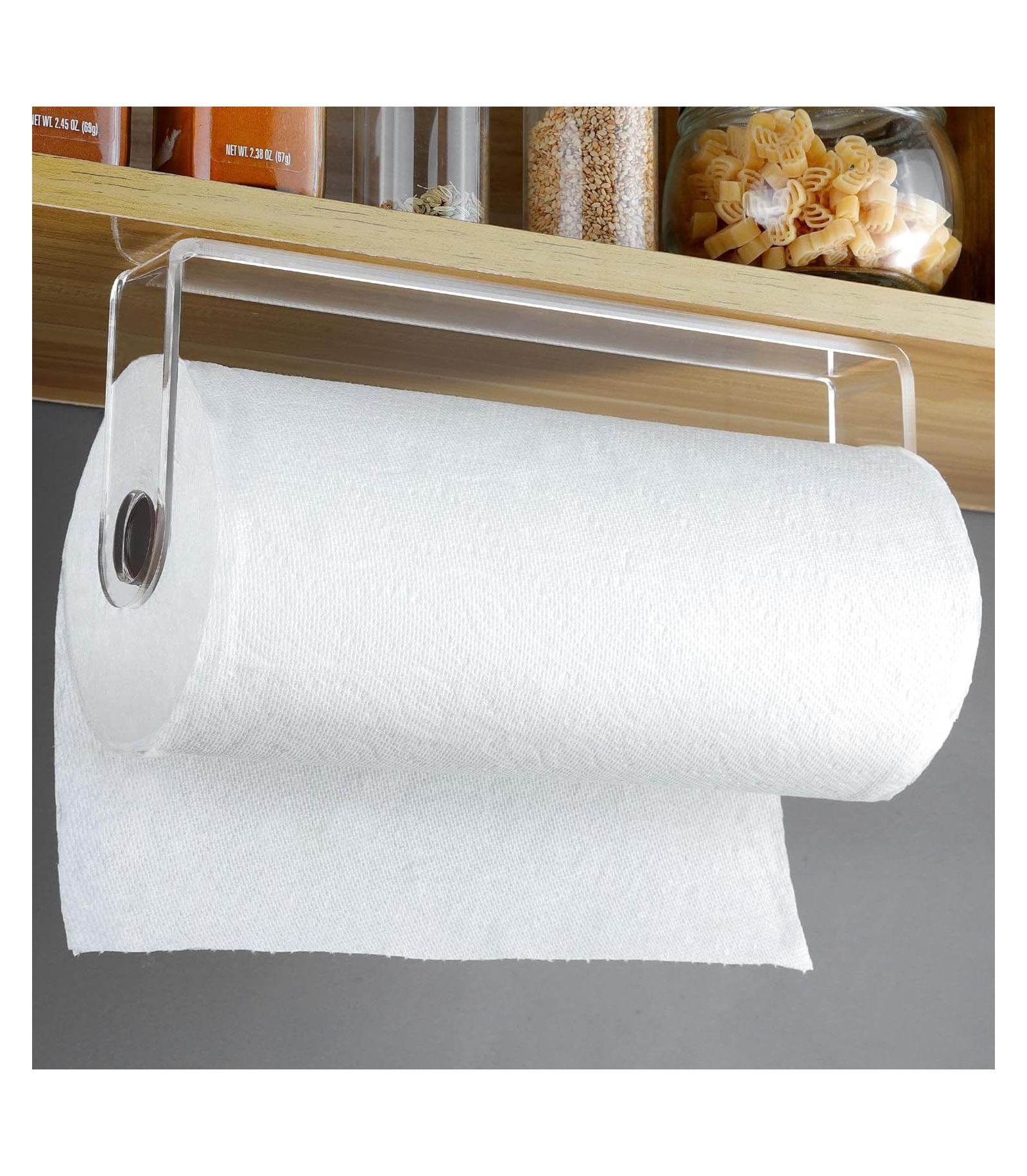 YIGII 11.5"x4.53" Acrylic Paper Towel Holder - Kitchen Paper Towel Holder Under Cabine,Self Adhesive Paper Towel Rack for Bathroom Organizer