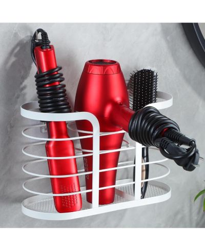 YIGII Hair Dryer Holder - Adhesive Blow Dryer Holder/Hair Tool Organizer Bathroom Organizer Stick on Wall Mounted Multi-Functional Hair Dryer Rack