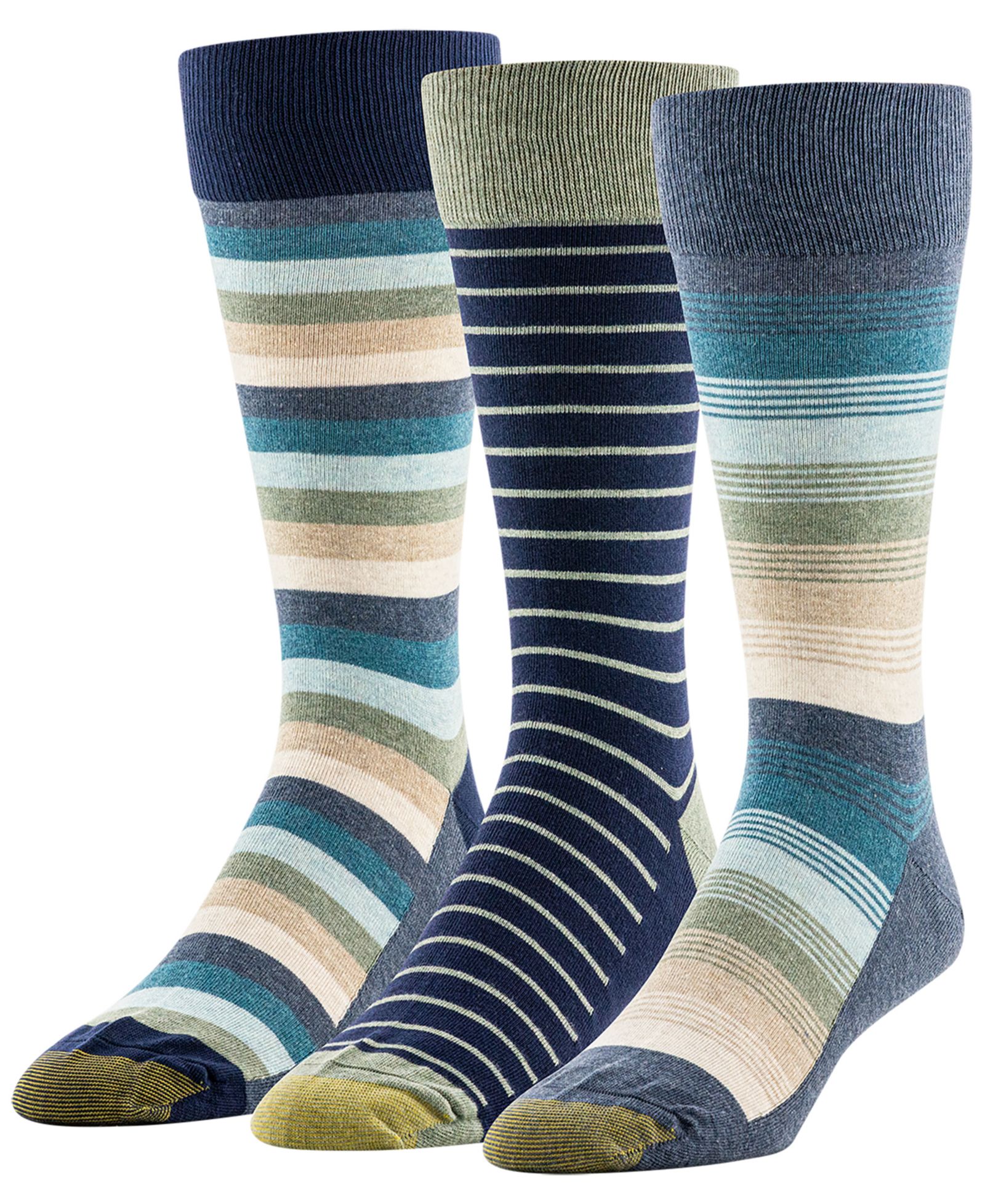 Мужские носки Gold Toe Block Stripe Crew Socks, 3-Pack
