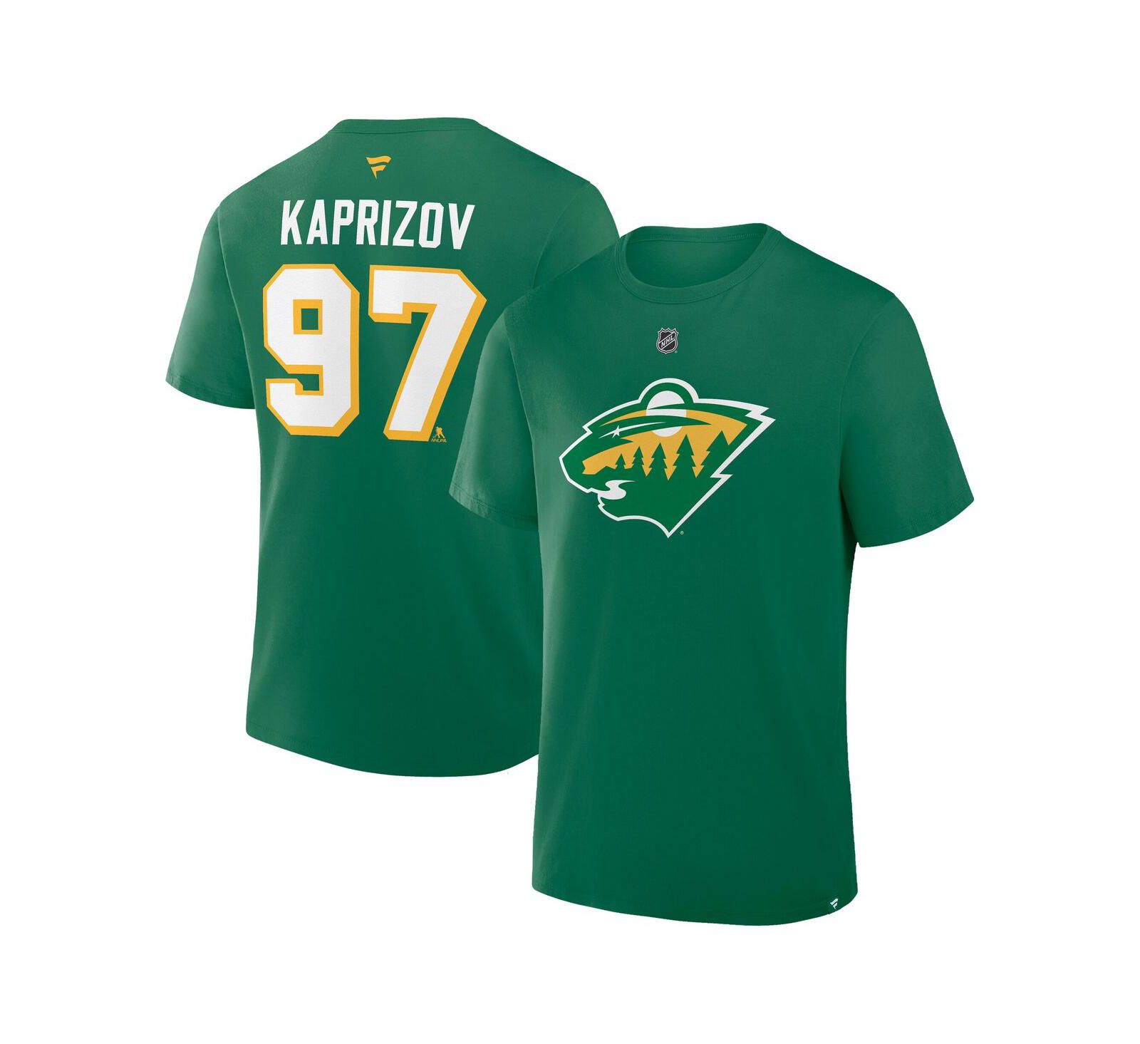 Мужская футболка Fanatics Kirill Kaprizov Kelly Green Minnesota Wild Authentic Stack Name & Number