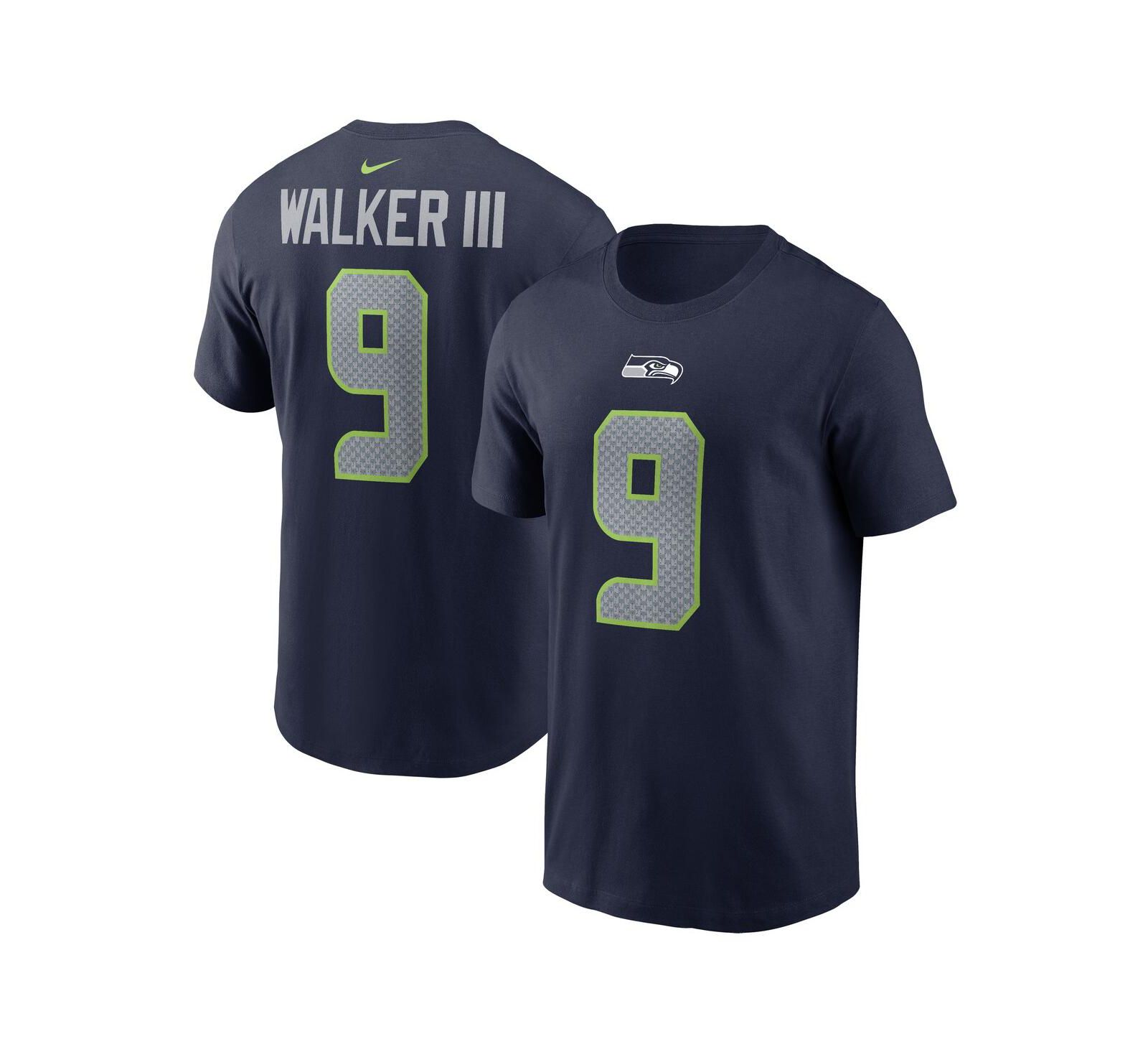 Nike Мужская футболка Kenneth Walker III College Navy Seattle Seahawks Player Name & Number