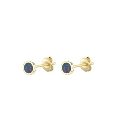 Серьги-гвоздики Kamaria Round Stud With Lab-Grown Opal in Plated Sterling