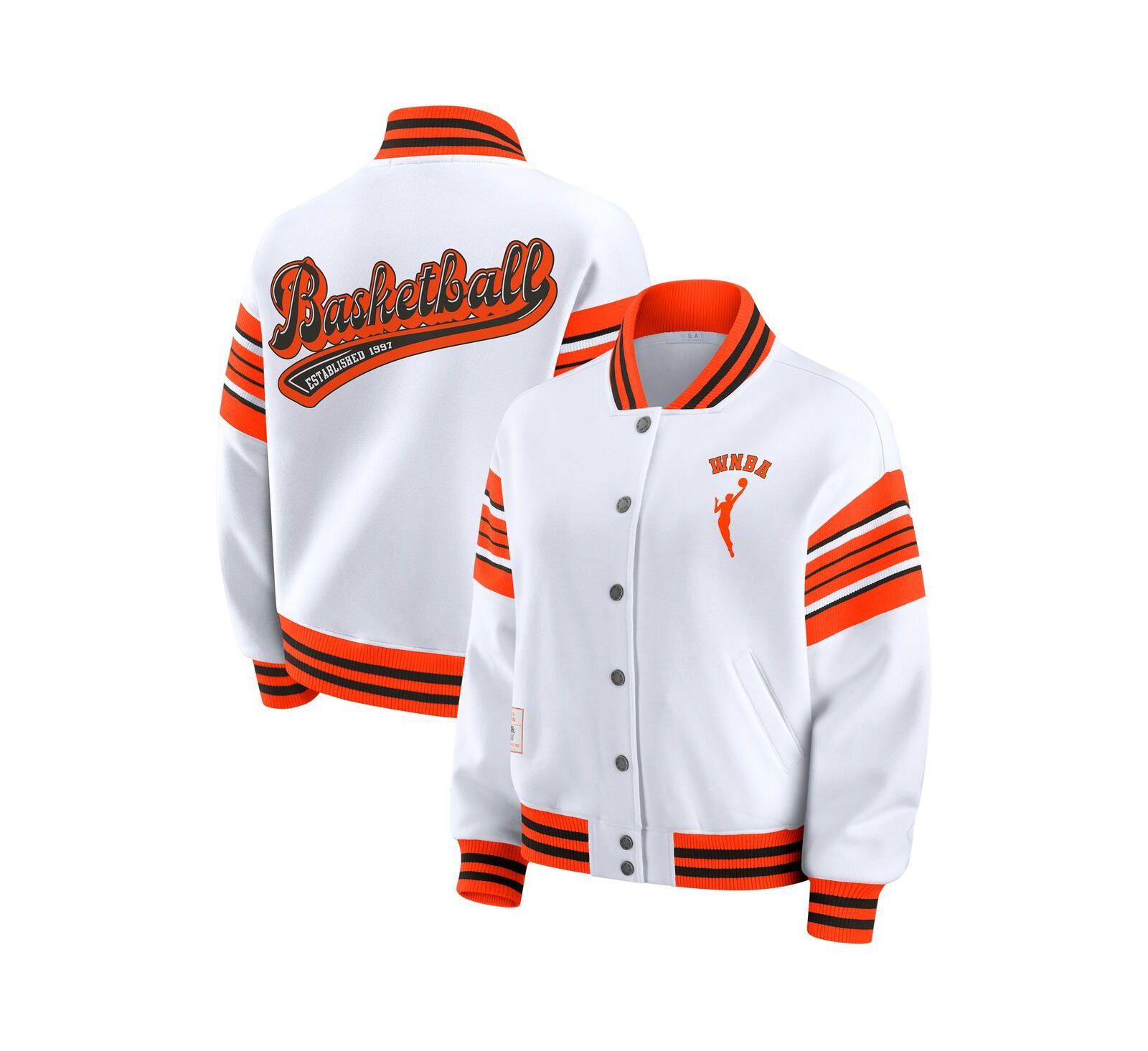 WEAR by Erin Andrews Women's White/Orange WNBA Full-Snap Fleece Sweatshirt Jacket