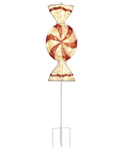 Puleo International 6' Pre-Lit Outdoor Peppermint Candy Pathway Stake Christmas Décor