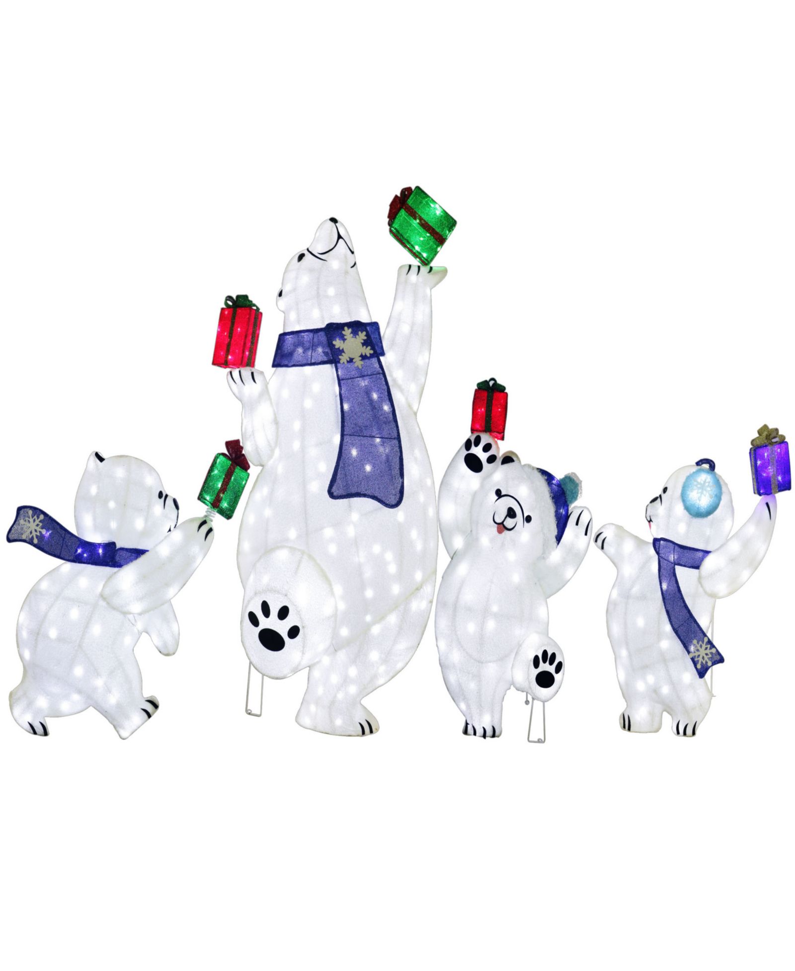 Puleo International Pre-Lit Bear Family Christmas Holiday Décor, Set of 4