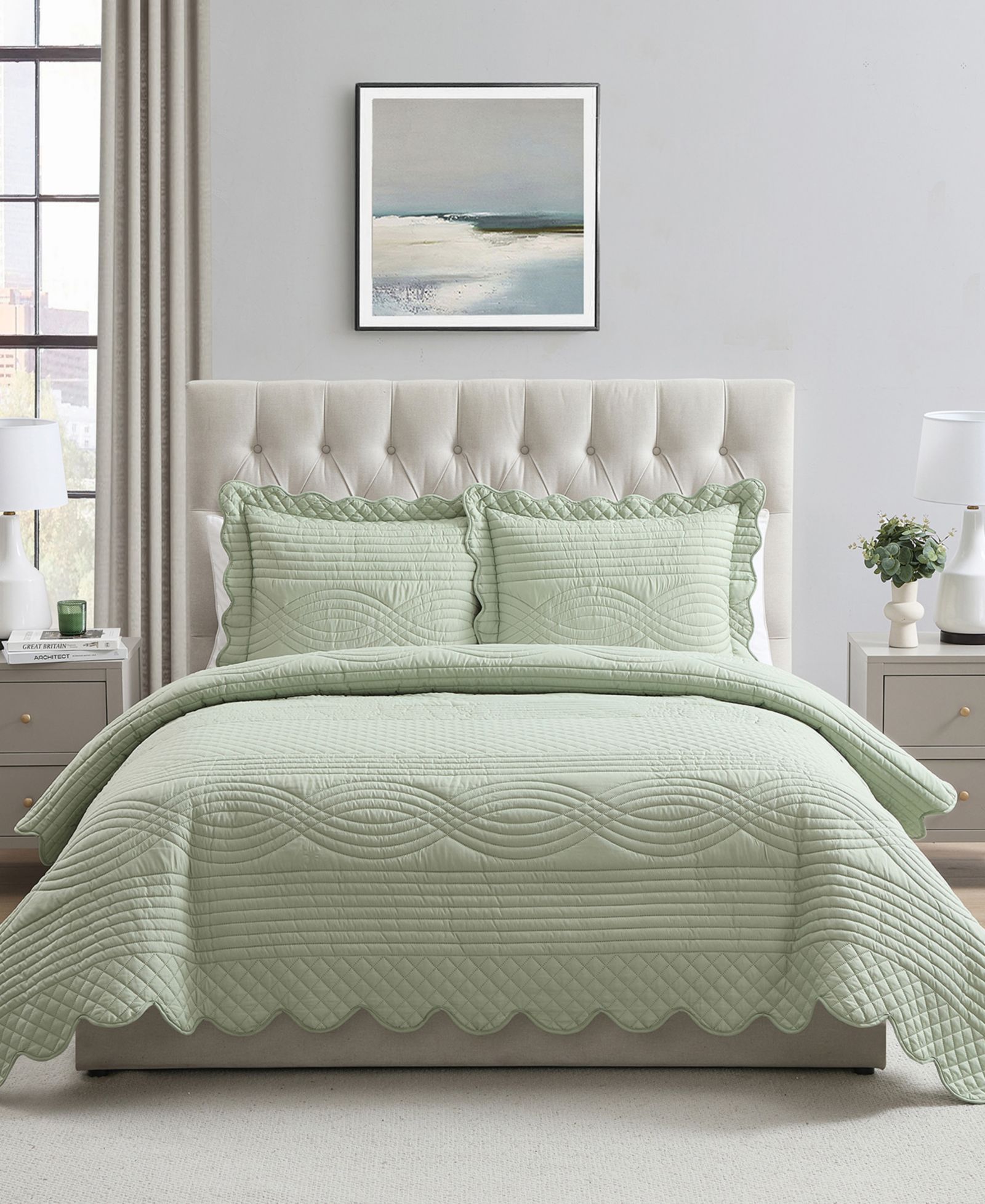 VCNY Home Scallop Microfiber 2-Pc. Quilt Set, Twin