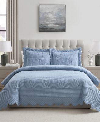 Комплект из 3-х стеганых покрывал VCNY Home Scallop, микрофибра, Full/Queen