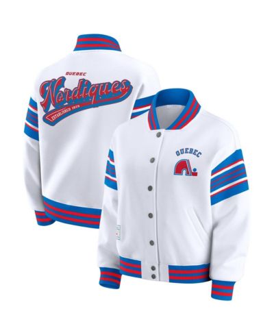 Женский флисовый свитшот-куртка WEAR by Erin Andrews White/Blue Quebec Nordiques Full-Snap