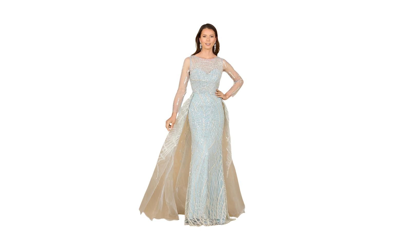 Женское вечернее платье Lara Long Sleeve Lace Gown с юбкой из тюля