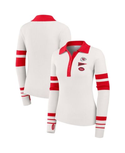 Женский белый трикотажный поло WEAR by Erin Andrews Kansas City Chiefs Ribbed Henley