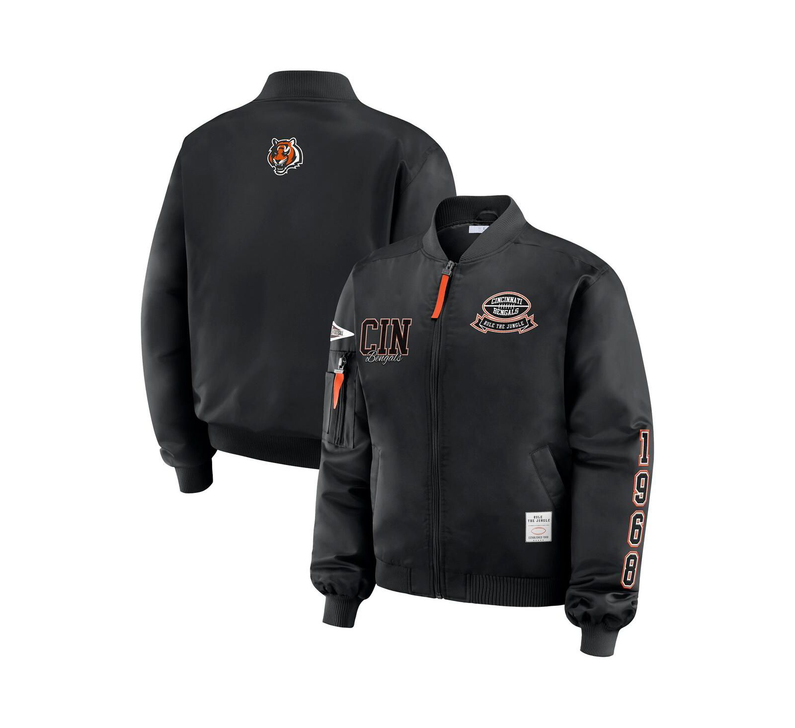 WEAR by Erin Andrews Женская бомбер-куртка с полной молнией и патчем Cincinnati Bengals, черная