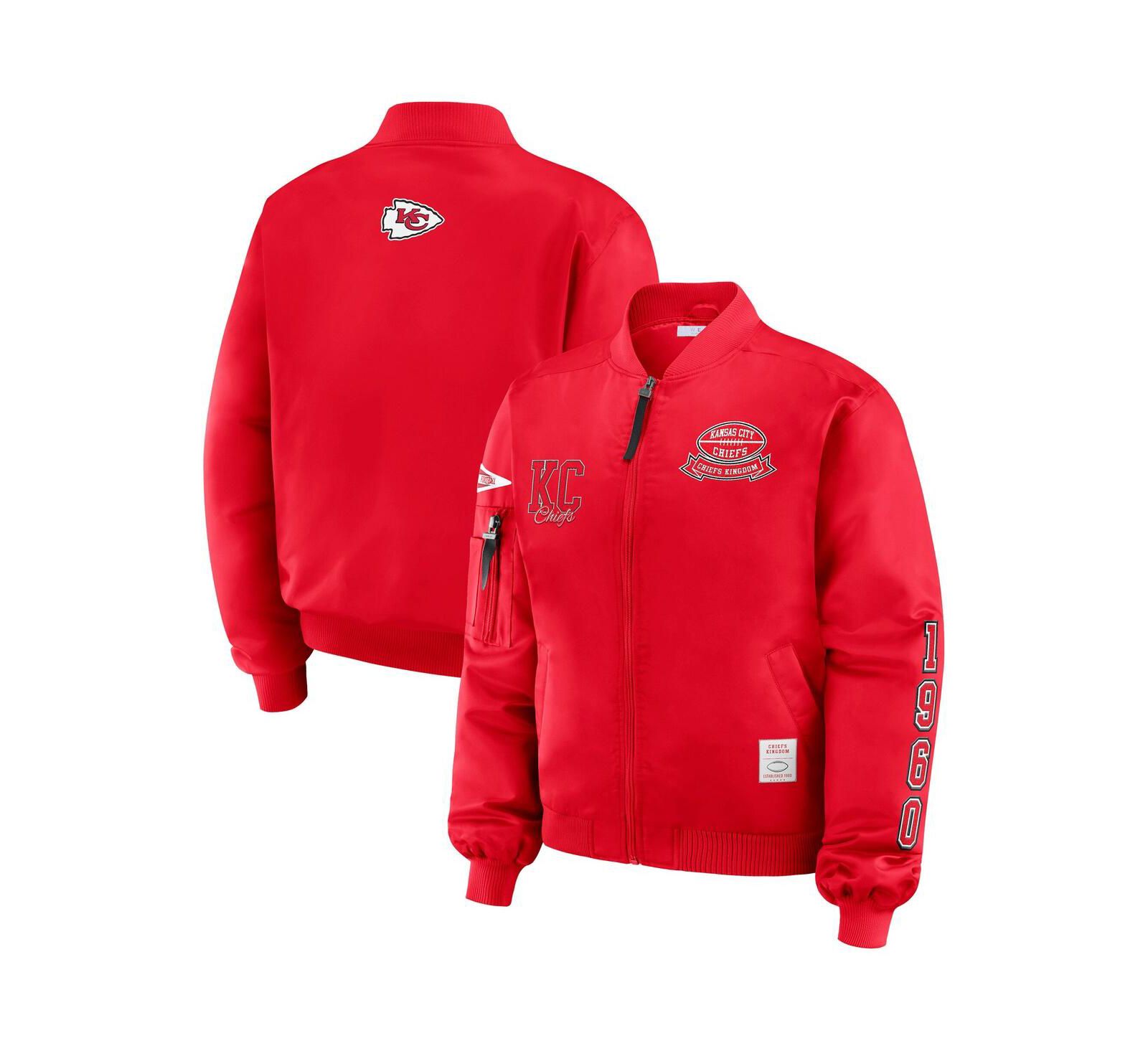 Женская бомбер-куртка WEAR by Erin Andrews Kansas City Chiefs, красная, с застежкой-молнией