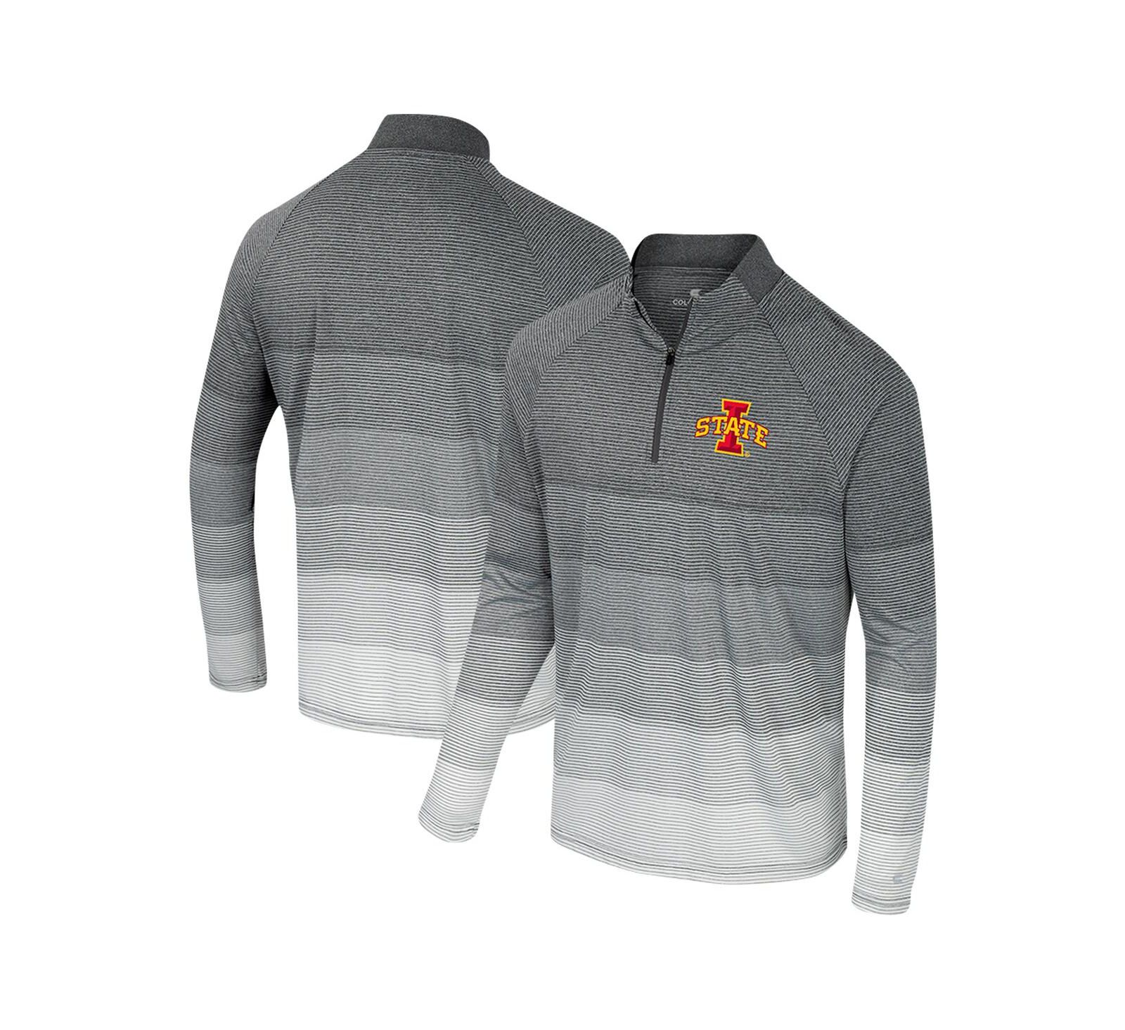 Colosseum Men's Gray Iowa State Cyclones AI Striped Mesh Quarter-Zip Raglan Windshirt Jacket