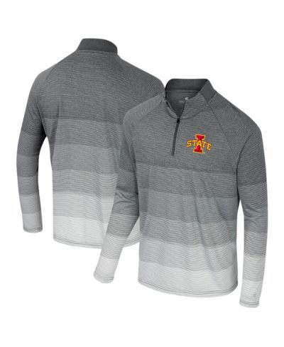 Мужская ветровка Colosseum Gray Iowa State Cyclones AI Striped Mesh Quarter-Zip Raglan