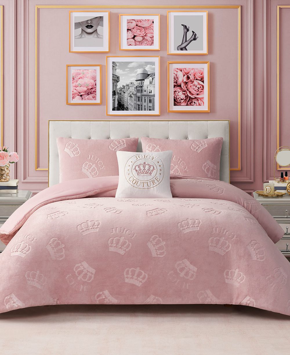 Juicy Couture Plush Reversible Embossed Crown 4-Pc. Comforter Set, Full/Queen