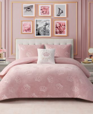 Комплект из 4 комфортеров Juicy Couture Plush Reversible Embossed Crown Full/Queen