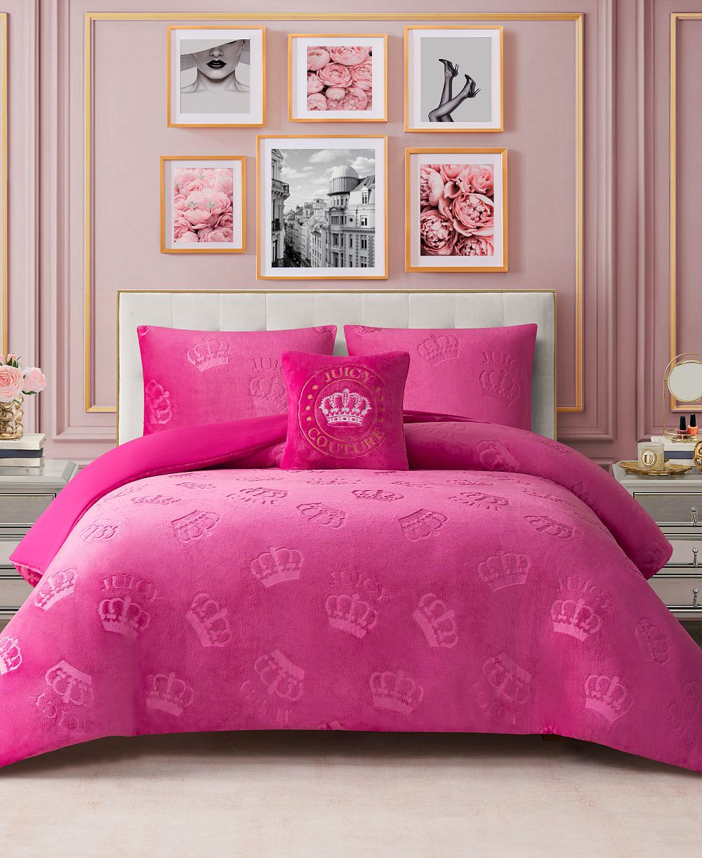 Комплект из 3-х покрывал Juicy Couture Plush Reversible Embossed Crown, Twin/Twin XL