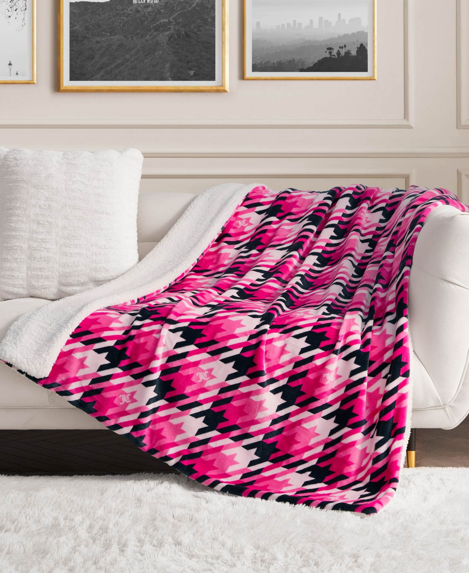 Мягкий двусторонний плед Juicy Couture Plush Reversible Sherpa, 50"x 60"