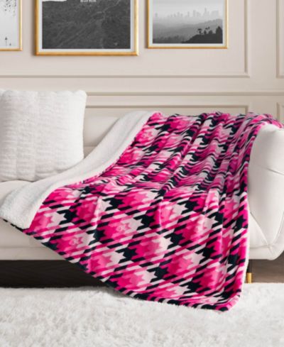 Juicy Couture Plush Reversible Sherpa Throw, 50"x 60"