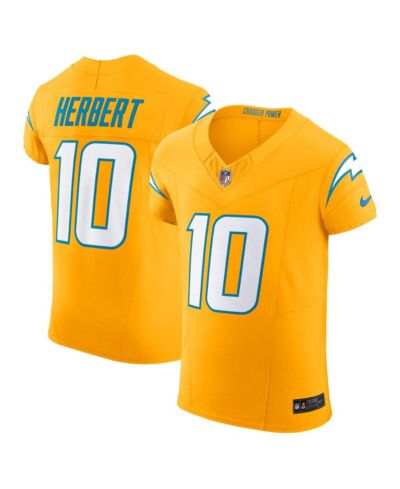 Мужская джерси Nike Justin Herbert Gold Los Angeles Chargers Alternate Charger Power Vapor F.U.S.E. Elite
