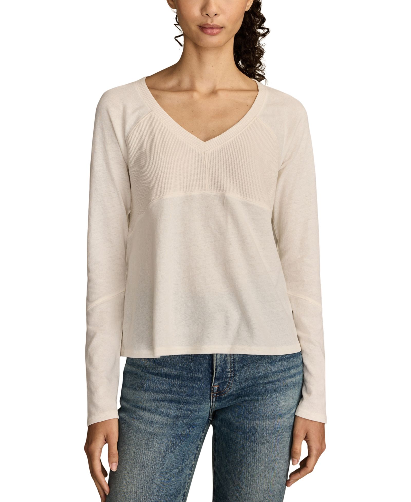 Женский топ Lucky Brand Waffle Mix V-Neck