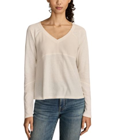Lucky Brand Women's Waffle Mix V-Neck Top