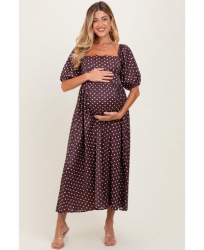 Pinkblush Women's Polka Dot Square Neck Midi Dress