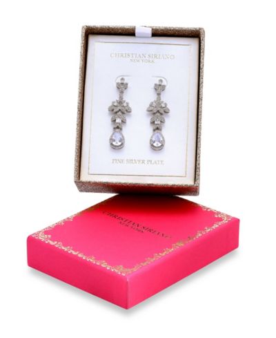 Серьги Christian Siriano New York Fine Silver Plated Pave Cubic Zirconia Floral Post Drop