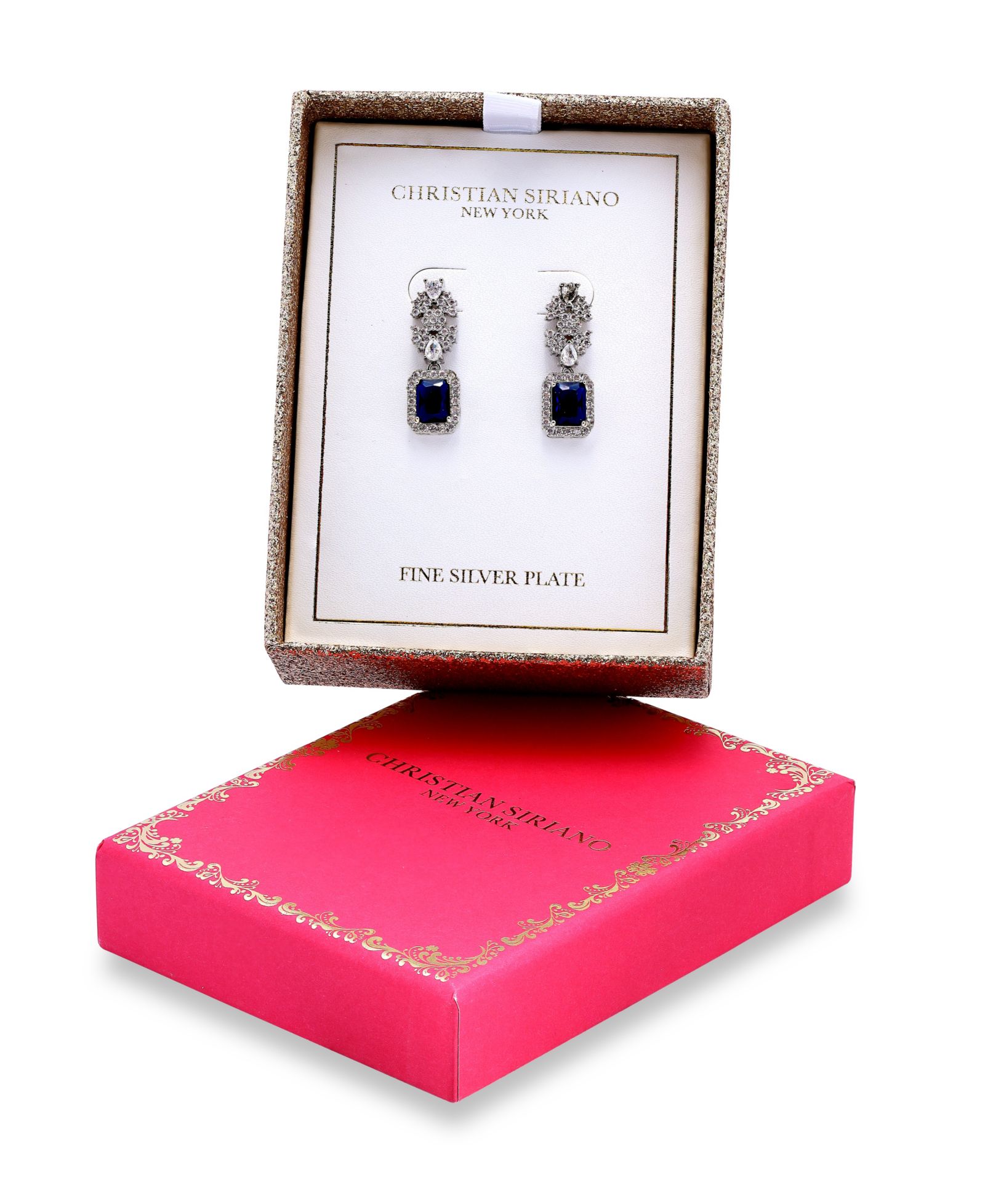 Christian Siriano New York Fine Silver Plated Cubic Zirconia Floral Motif Post Drop Earrings