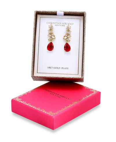Christian Siriano New York Gold Plated Marquise Cubic Zirconia Cluster Drop Earrings