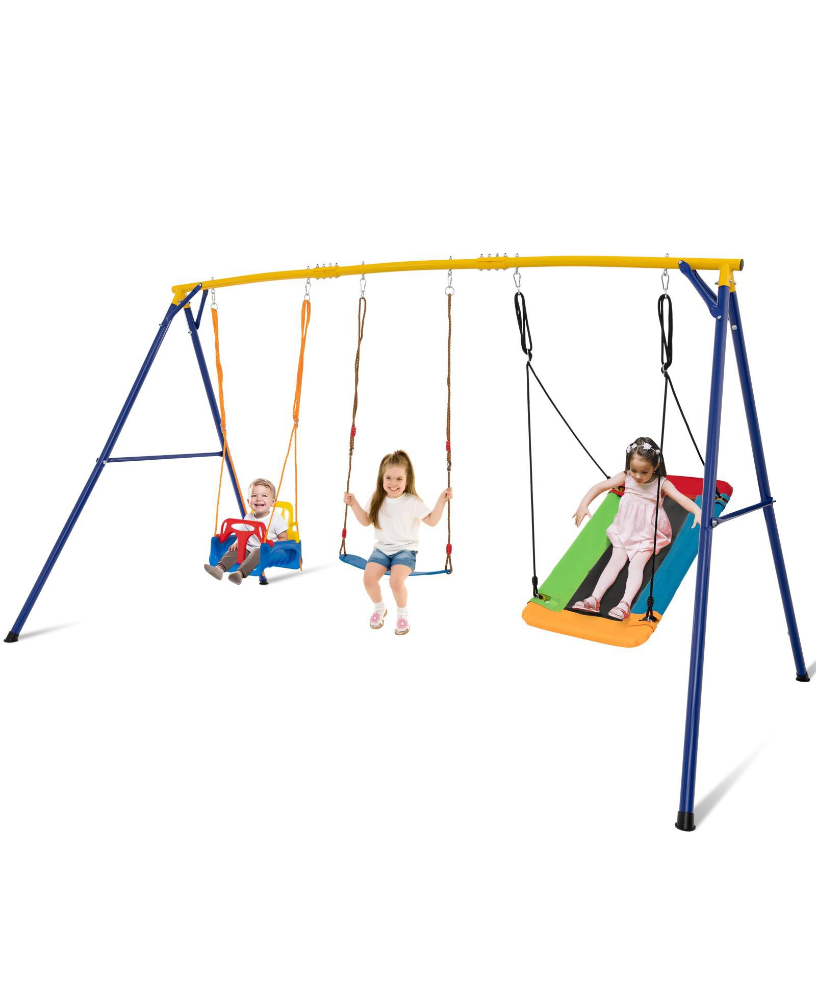 SKONYON 660 LBS Heavy Duty Carbon Steel Swing Frame with 3 Swings