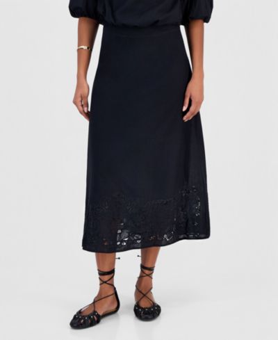 I.N.C. International Concepts Women's Floral Lace-Trim Midi Skirt, Macy's Exclusive