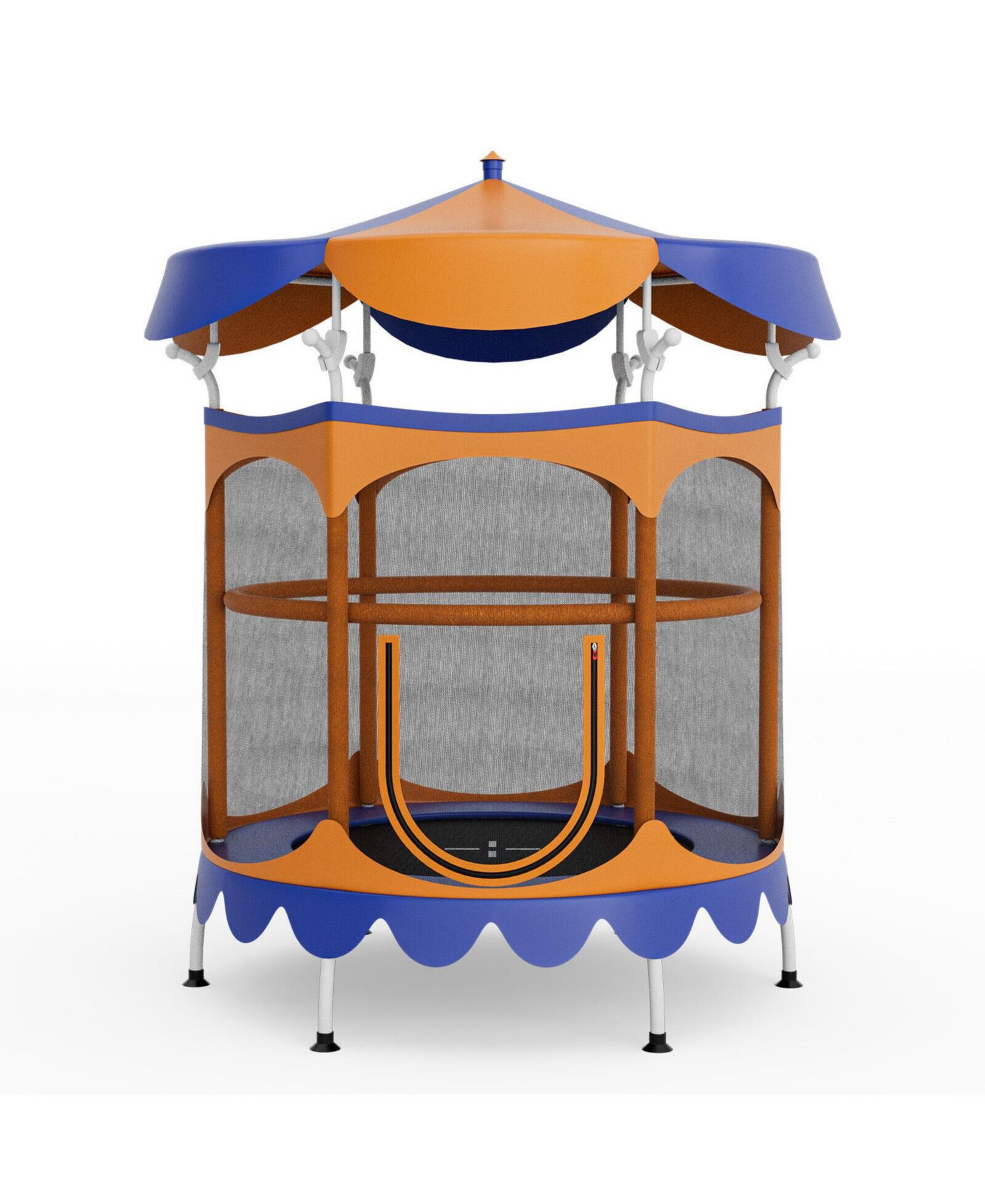 SUGIFT 64 Inch Kids Trampoline with Detachable Canopy and Safety Enclosure Net